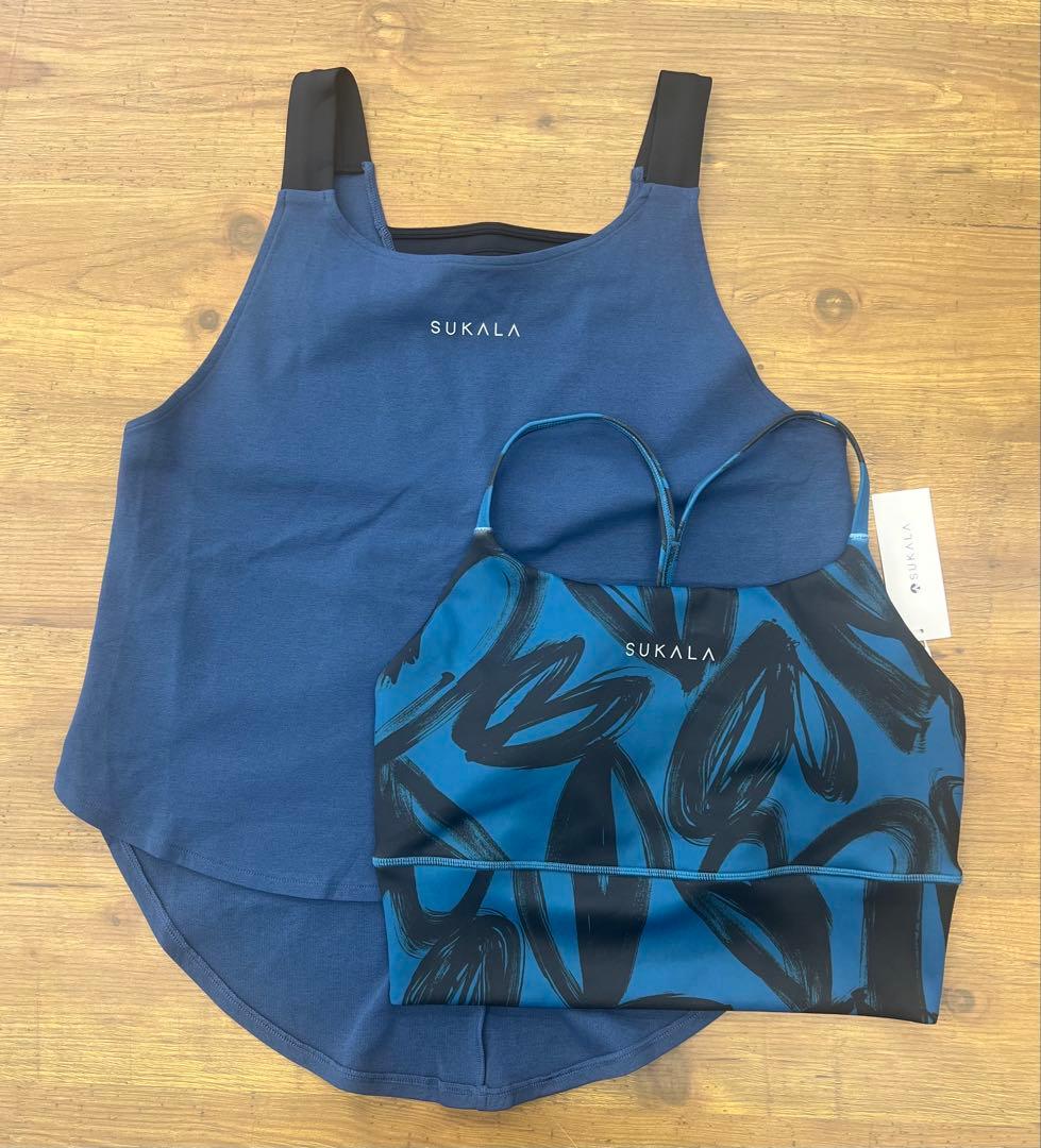 【SUKALA】ハートプリントセパレートタンクトップ(LL/ネイビーブルー)