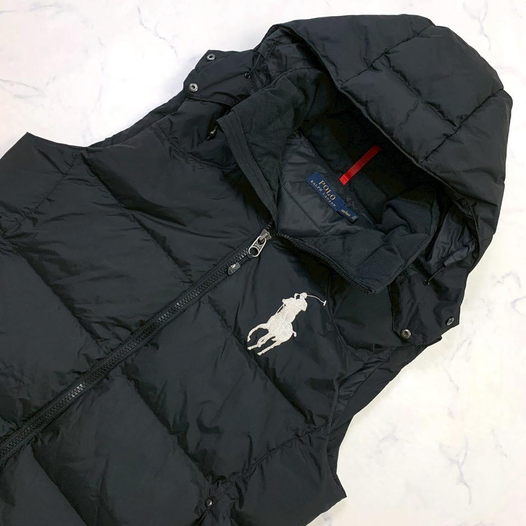 ポロラルフローレン ダウンベスト ビッグポニー刺繍 ブラック L　D883