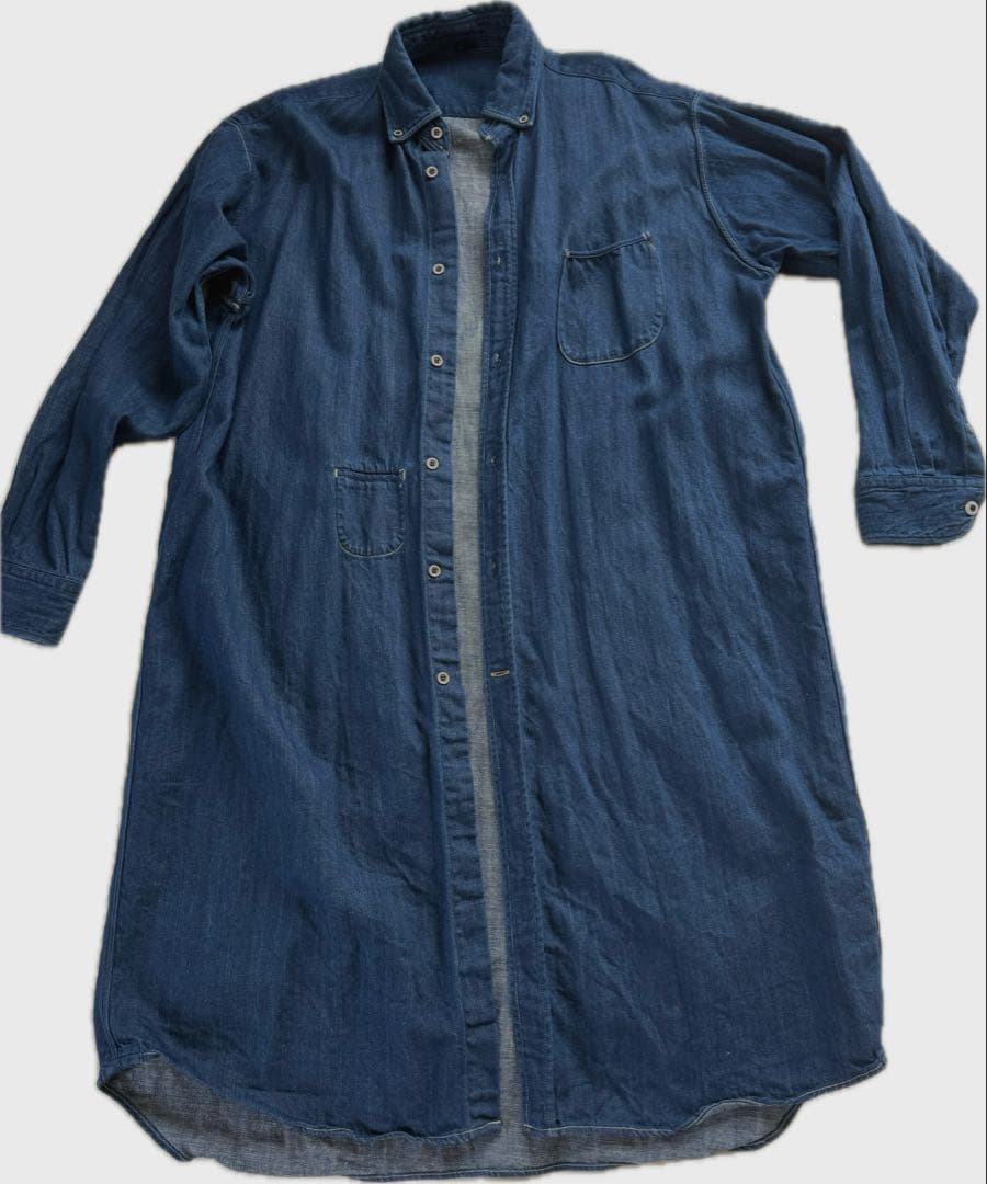 45R デニムシャツ ロング ワンピース／インディゴ／ユニセックス／日本製
