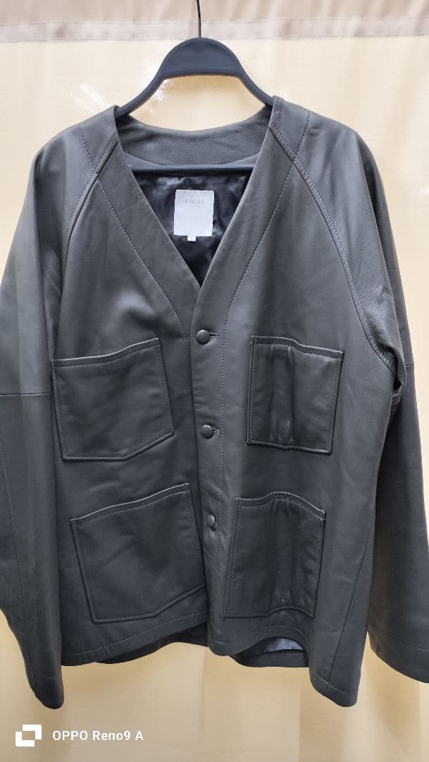 BEAMS レザー ノーカラージャケ L 本革 ラム 今価格 完売 革ジャン