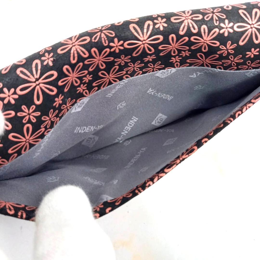 ✨未使用✨ 印傳屋 インデンヤ 長財布 雪割草柄 花柄 黒地×ピンク漆 鹿革 黒