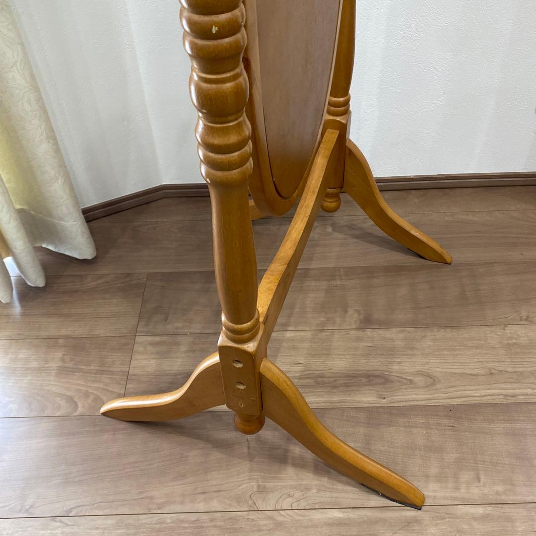 アンティーク オーバル型 木製全身鏡 スタンドミラー 脚付き 大型鏡 ビンテージ