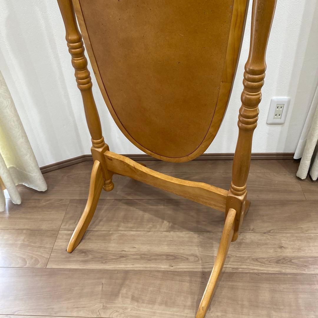 アンティーク オーバル型 木製全身鏡 スタンドミラー 脚付き 大型鏡 ビンテージ