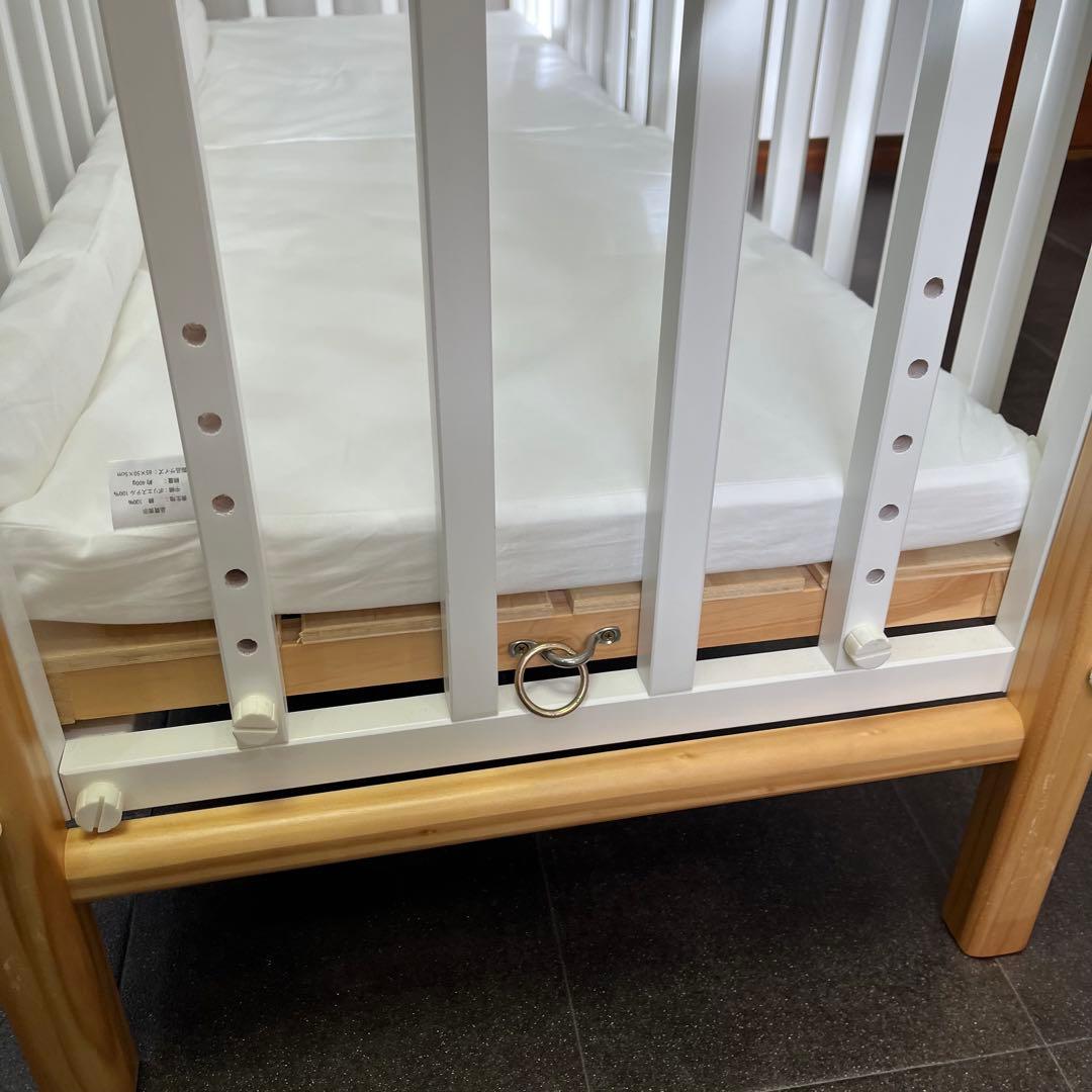 大和屋 ベビーベッド そいねーるⅢ ホワイト マットレス付き