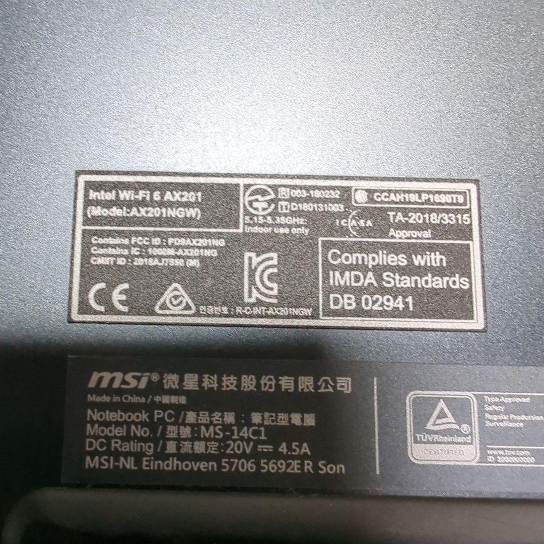 S*6様 MSI Prestige 14 A10SC i7GTX1650 SSD