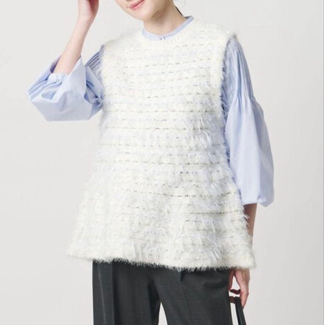 UNITED ARROWS ミックスヤーン ペプラム ベスト 今季