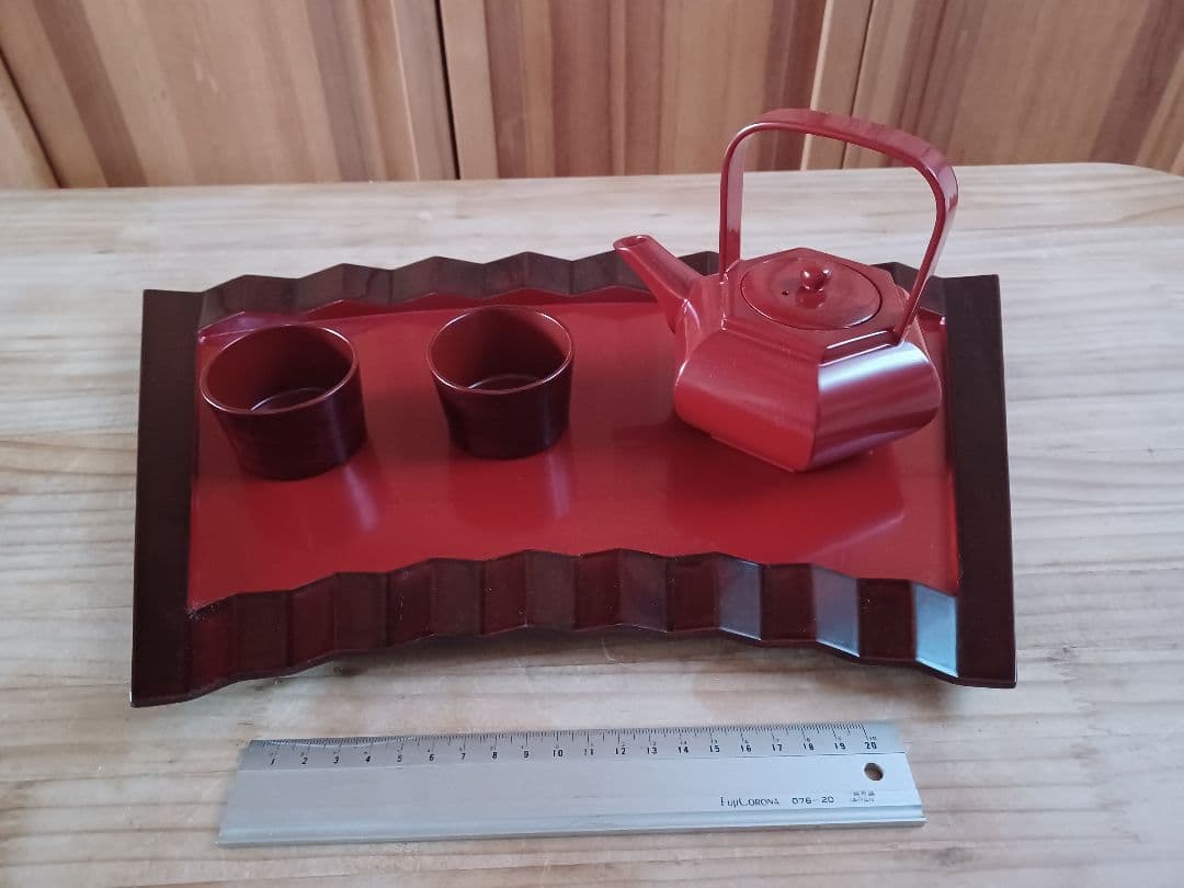 木曽漆器 扇盆付酒盃セット