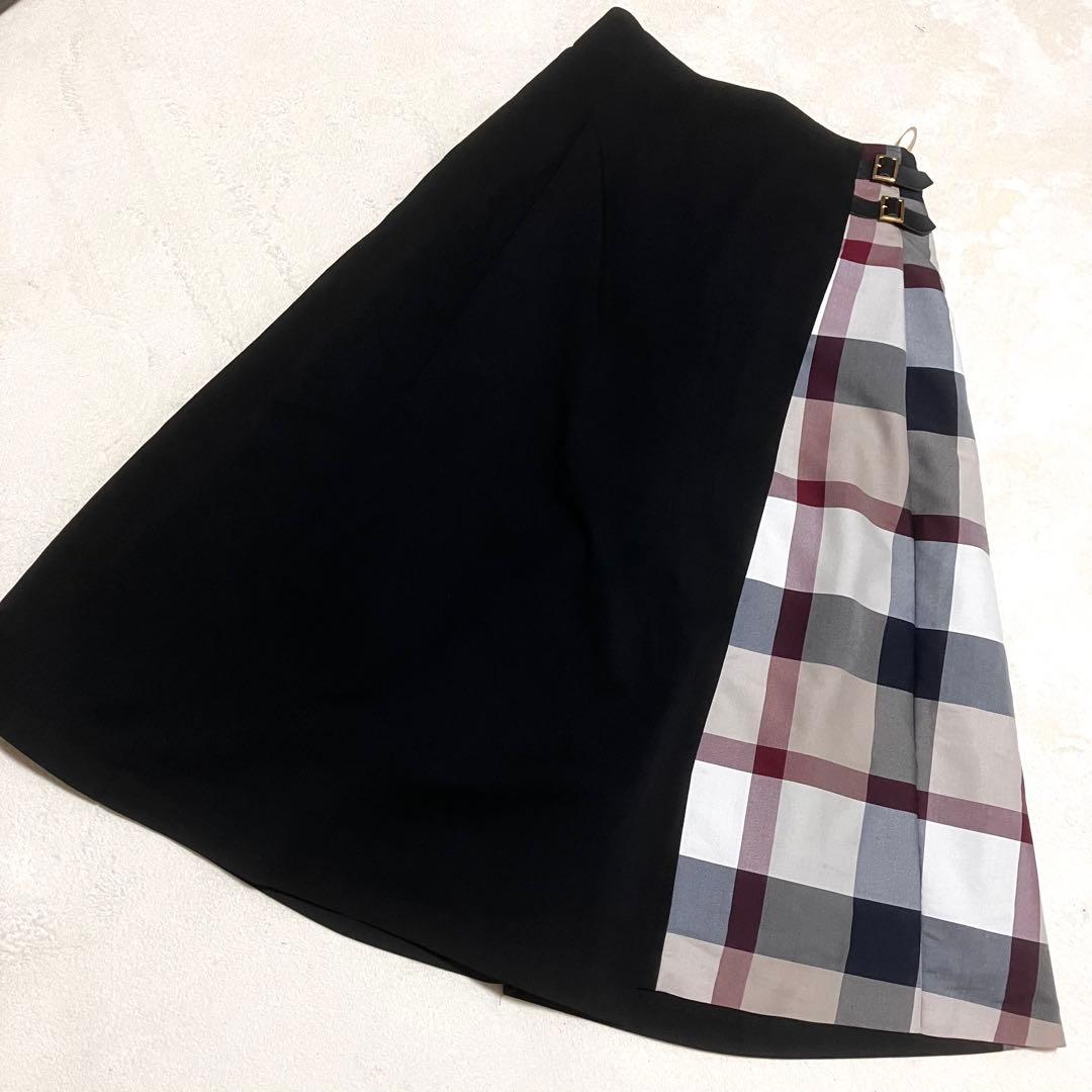 未使用級✨ブルーレーベルクレストブリッジ マットツイルストレッチスカート風パンツ