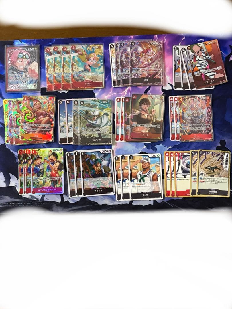 ワンピースカード　赤黒コビーデッキ　フルパラ　パラレル多数　孔雀　ひばり　コビー