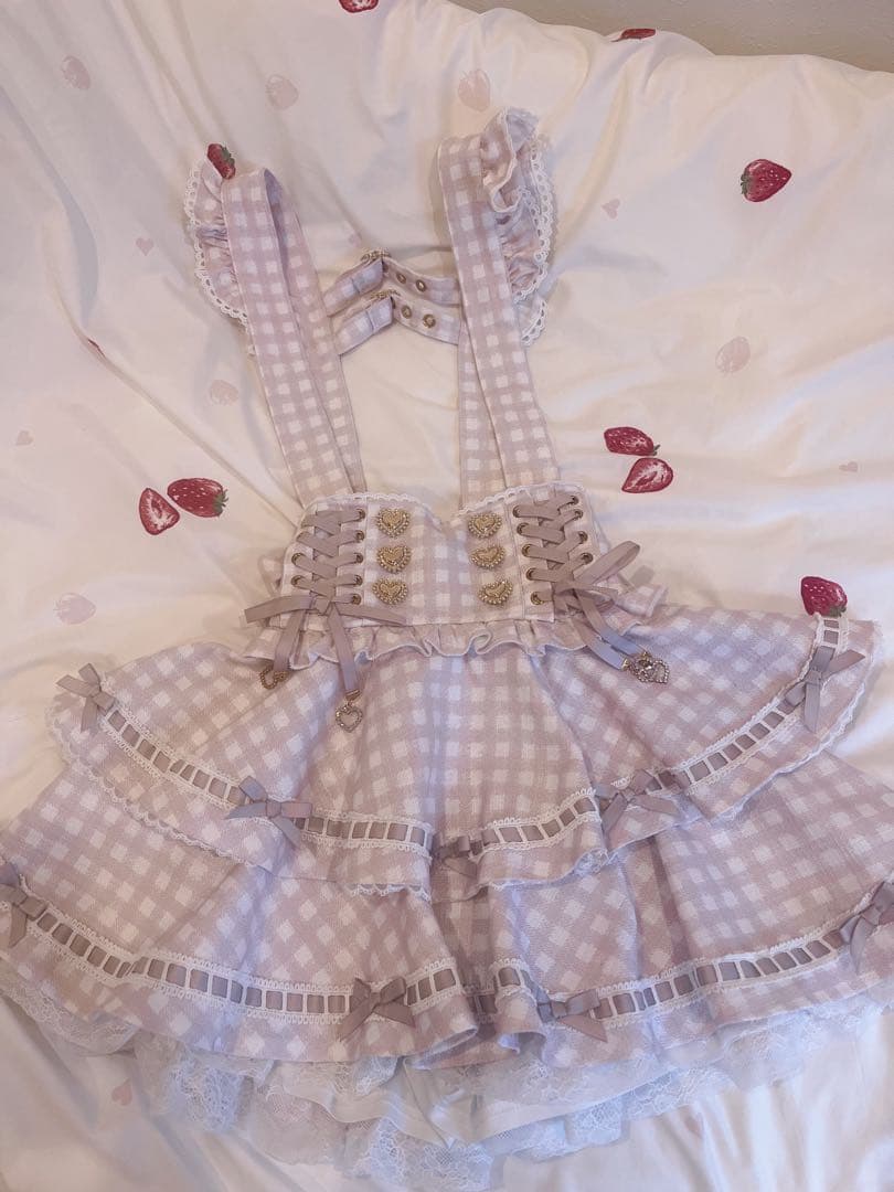 LIZLISA はしごリボンギンガムティアードスカパン ピンク