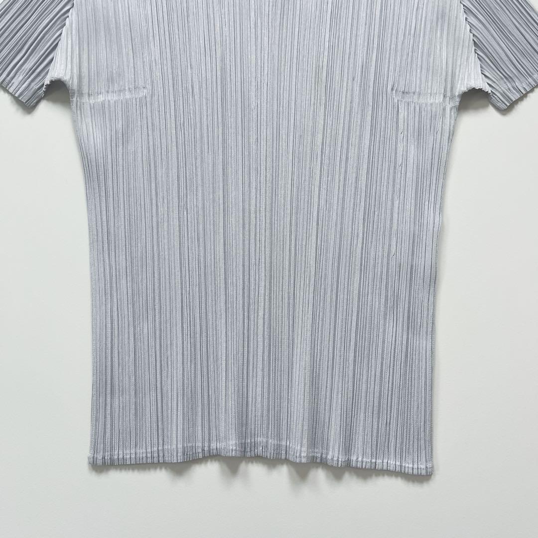 ◇488 美品 プリーツプリーズ トップス カットソー マオカラー 半袖 LL