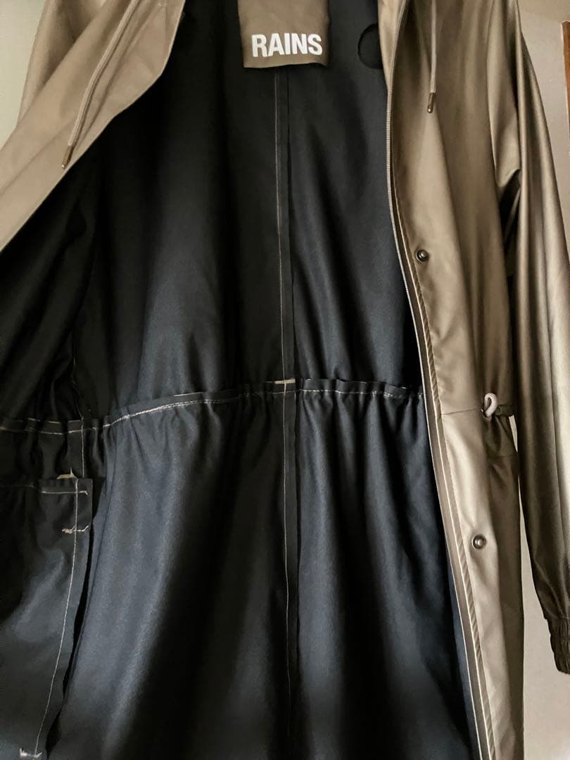 【RAINS】【レインズ】防水フード付きロングコート・オリーブグリーン