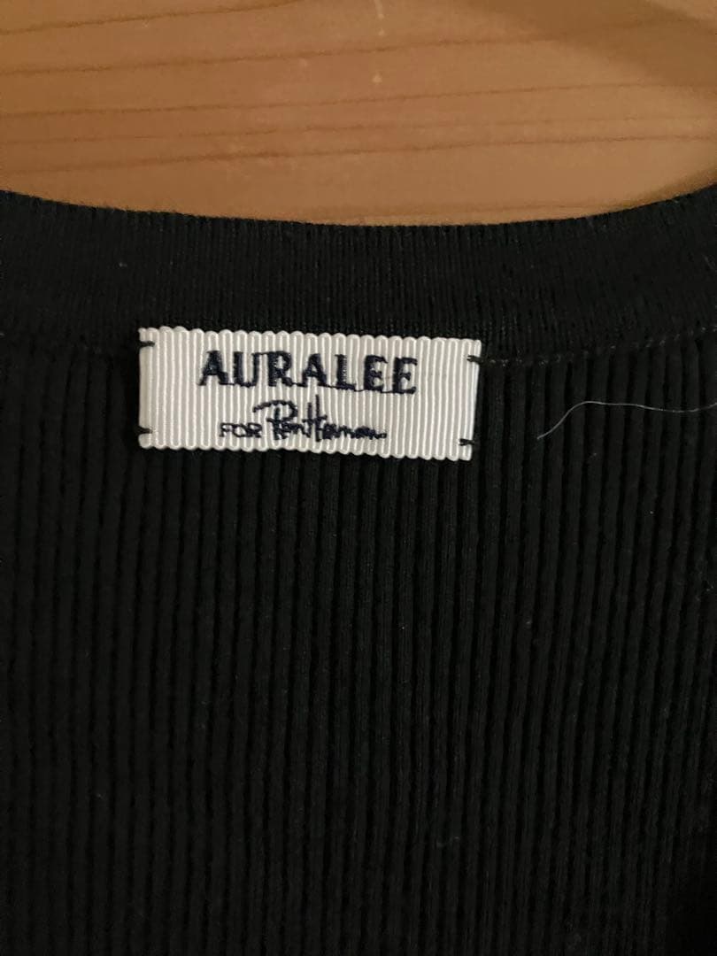 AURALEE×RonHerman 別注 ギザリブ Uネックカットソー　黒
