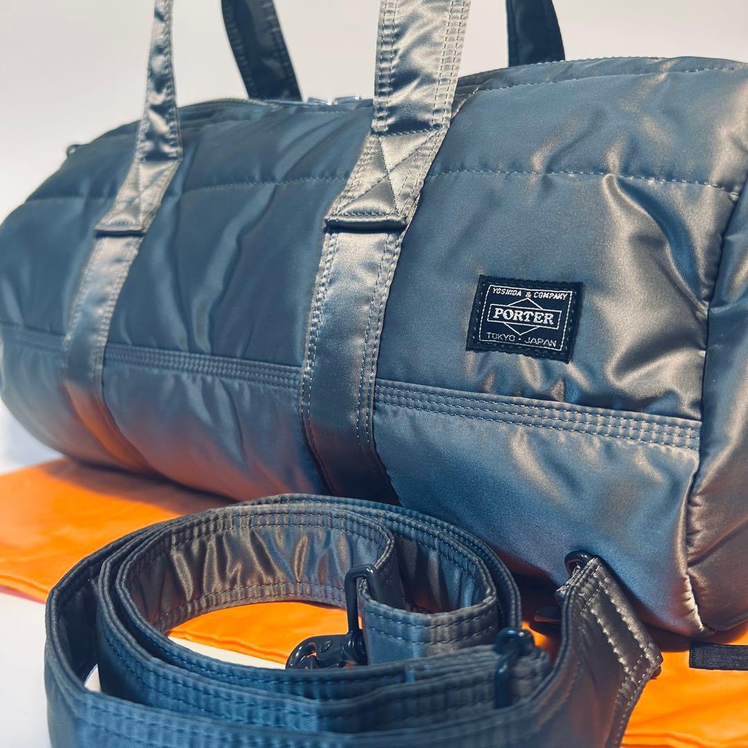 【未使用級】 ポーター タンカー ドラムバッグ シルバーグレー 2way 限定