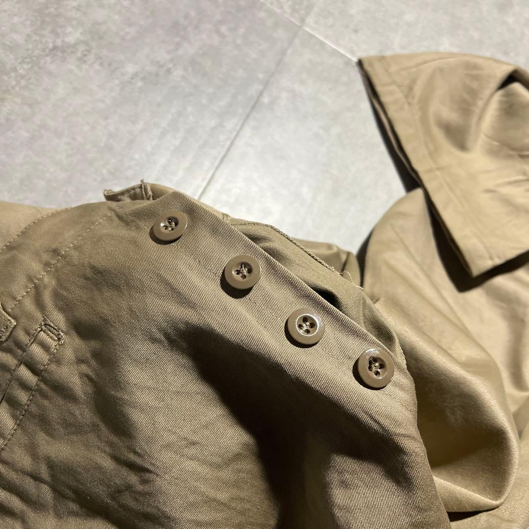 70sフランス軍チノトラウザー片ポケフラップ無ベージュ薄茶ユーロ古着｜雰囲気抜群