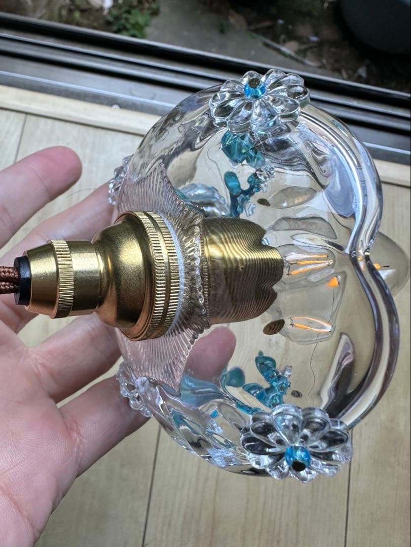 20's フランス アンティーク ブルームラーノガラスの可愛いミニシャンデリア