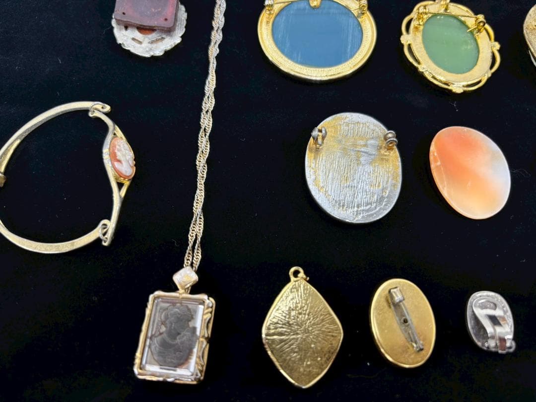 10-27-3 カメオ まとめ セット シェル メノウ ブローチ ネックレス