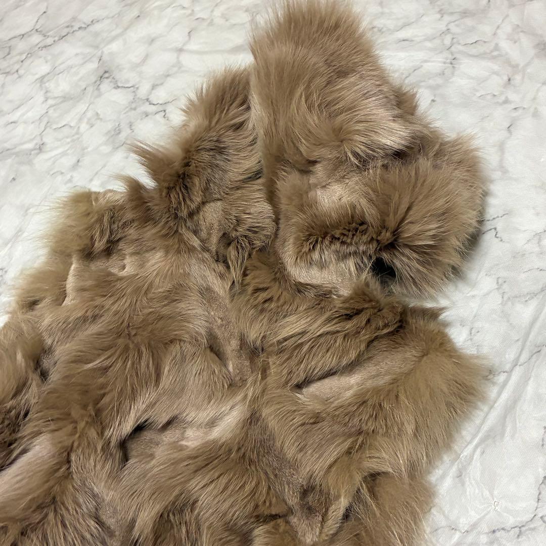 フォックスファー 毛皮 リアルファー ボリューム フード ジレ ベスト