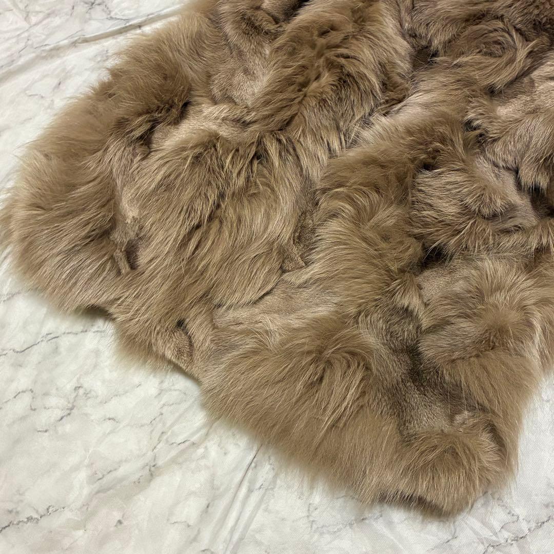 フォックスファー 毛皮 リアルファー ボリューム フード ジレ ベスト