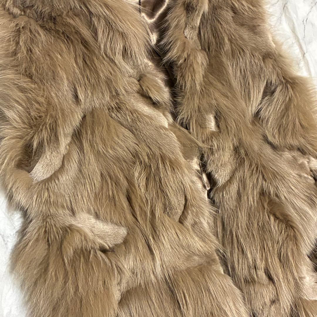 フォックスファー 毛皮 リアルファー ボリューム フード ジレ ベスト