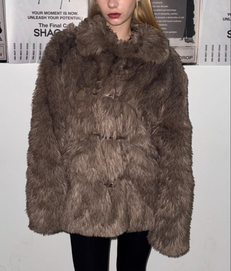 SHAGGIE トグルボタンファーミドルコート ブラウン　【ViVi掲載】