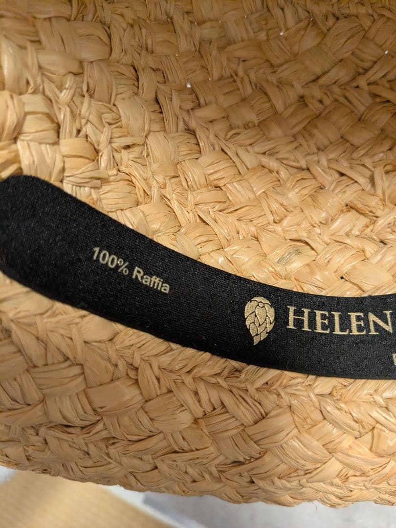 美品 ヘレンカミンスキー クラシック5 リボン ラフィアハット 麦わら帽子