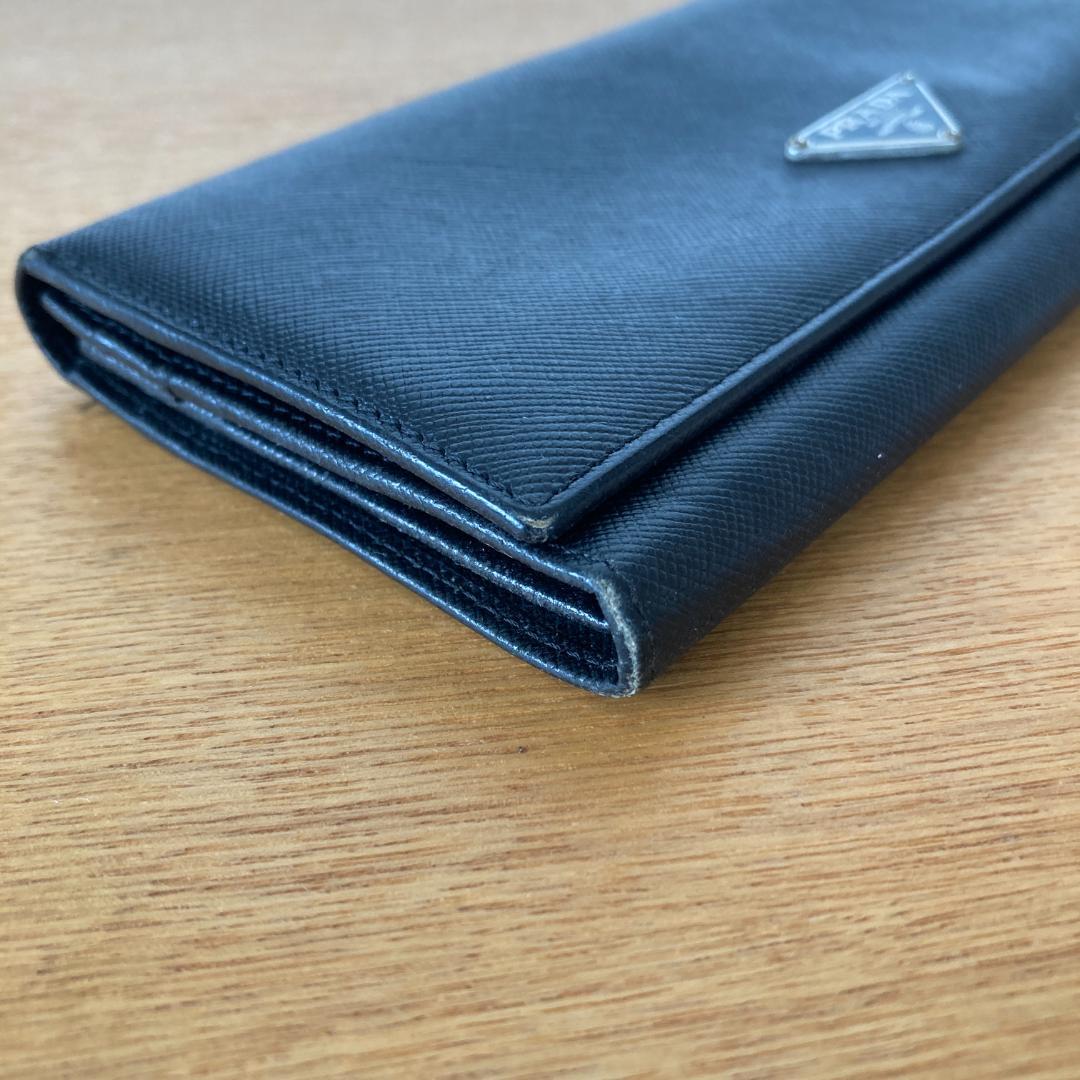 PRADA プラダ サフィアーノレザー フラップ式 長財布 ブラック