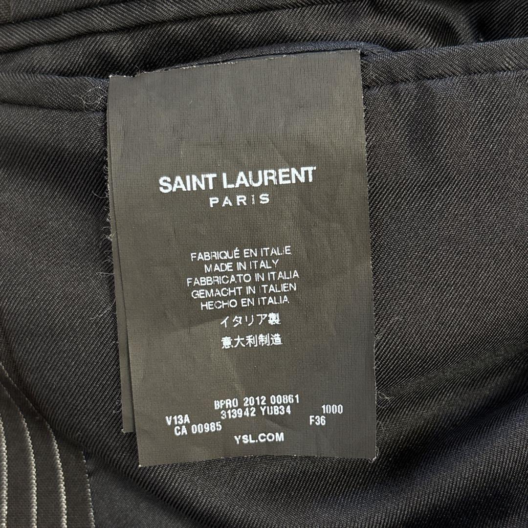 美品 サンローランパリ エディ期 ストライプ テーラードジャケット36 ブラック