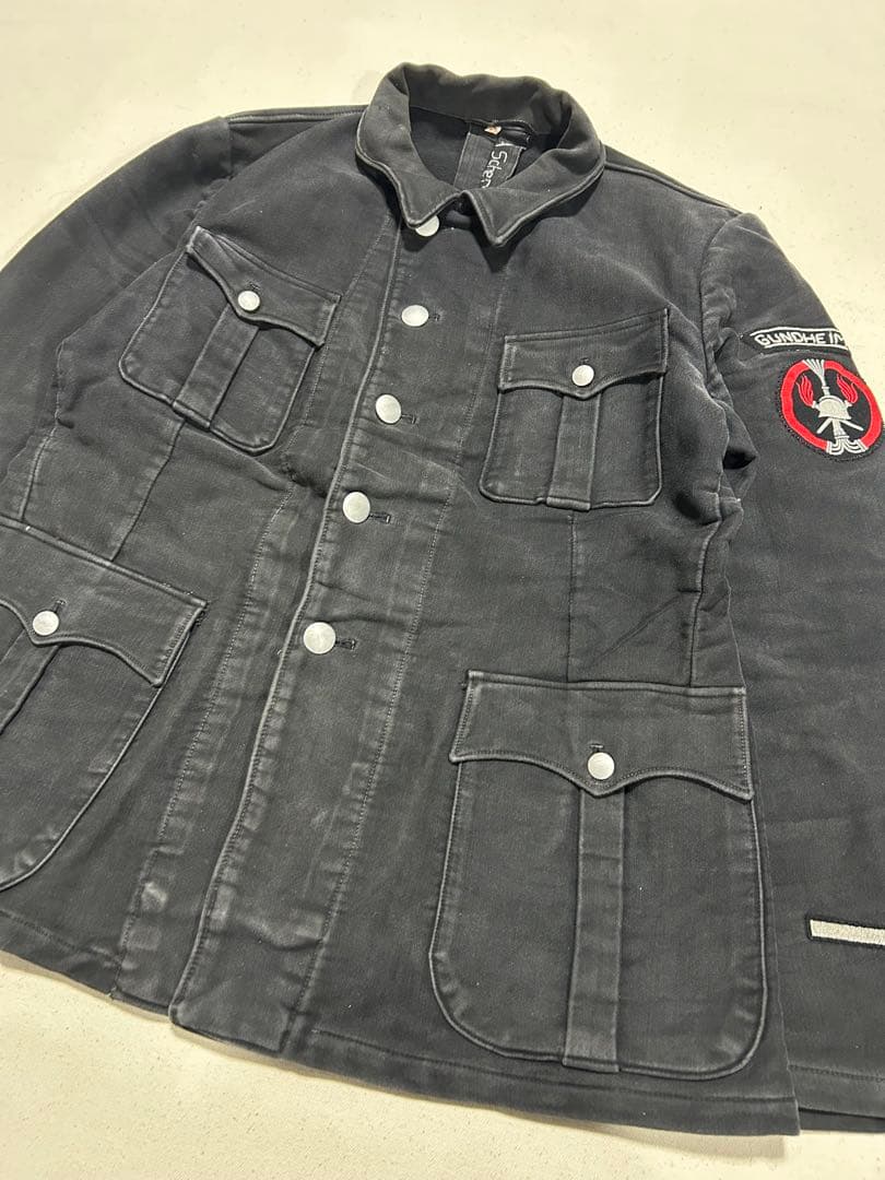 50s〜60s ドイツ軍　モールスキンジャケット　ブラック　メタルボタン