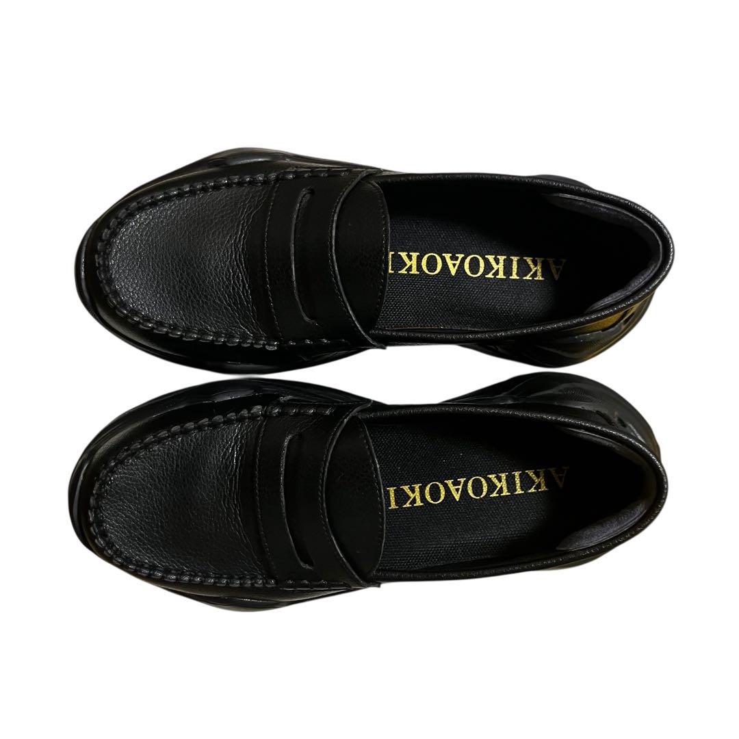 アキコアオキ Gravity 厚底 ローファー レザー 黒 23cm Y2K