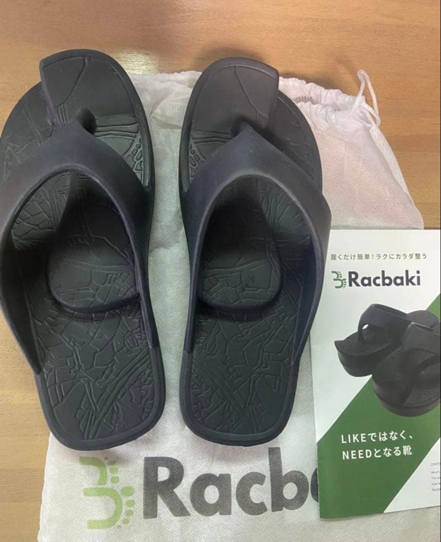 Racbaki ブラックサンダル 収納袋付き　L size