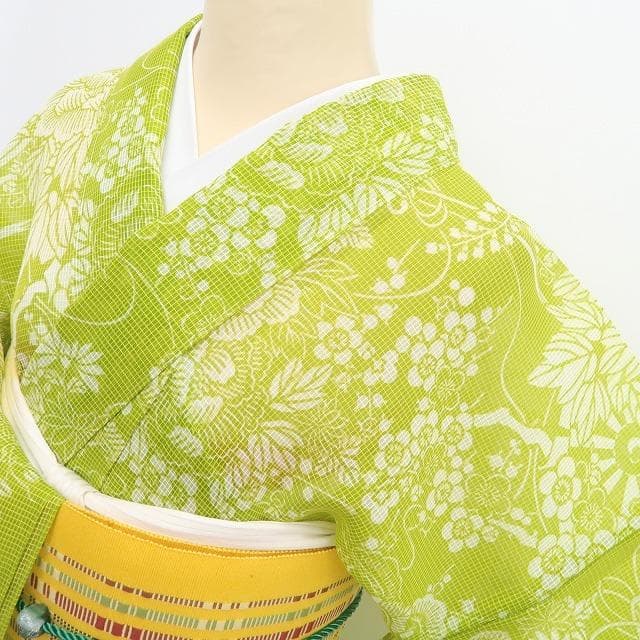 ponpon 新品 竺仙 絹紅梅 夏着物 仕付け糸付 高級浴衣 6082