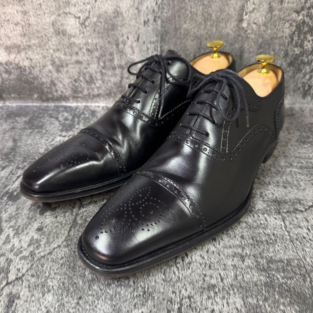 【美品】マグナーニ メダリオン ストレートチップ 10.5 ブラック レザー