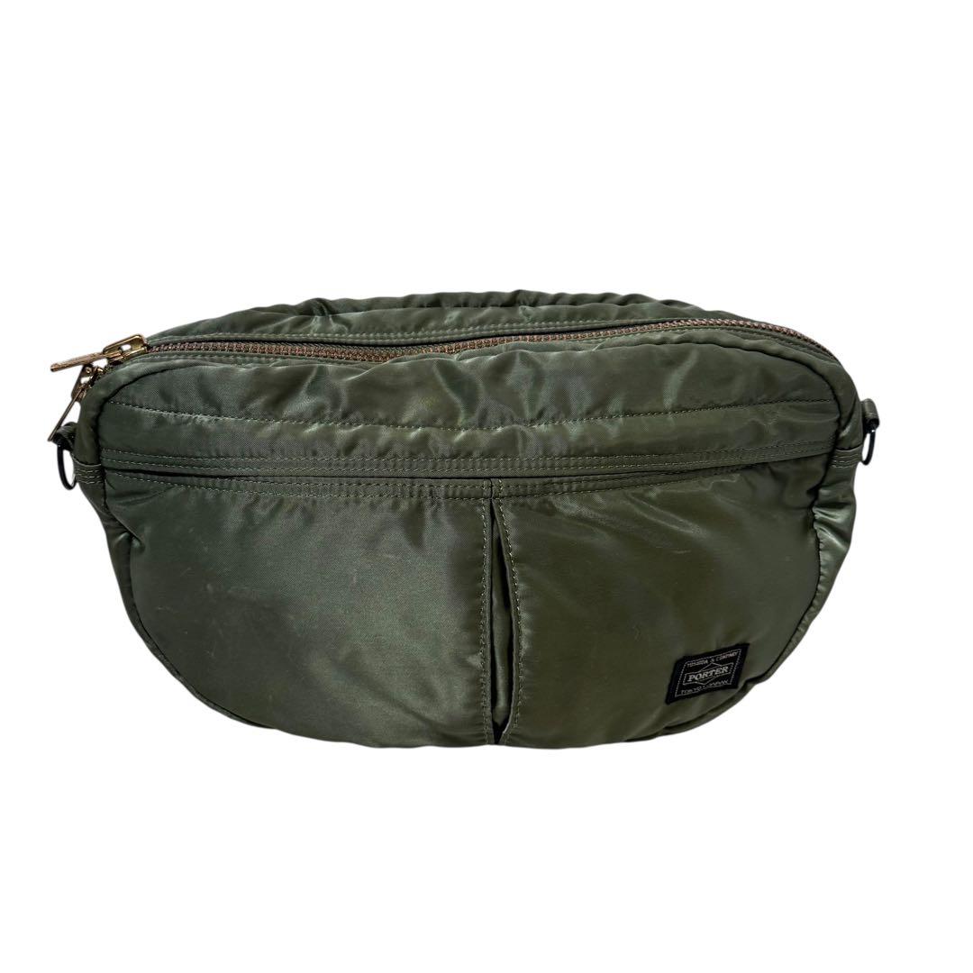 【美品】PORTER タンカー ショルダーバッグ ハーフムーン セージグリーン