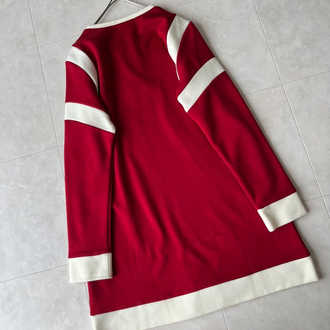新品タグ付✨MARY QUANT 配色長袖ニットワンピ 赤白 M(38)