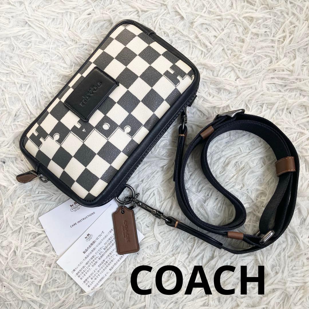 チェッカー クロスボディー C6775 チョーク×ブラック カメラバッグ 白 黒