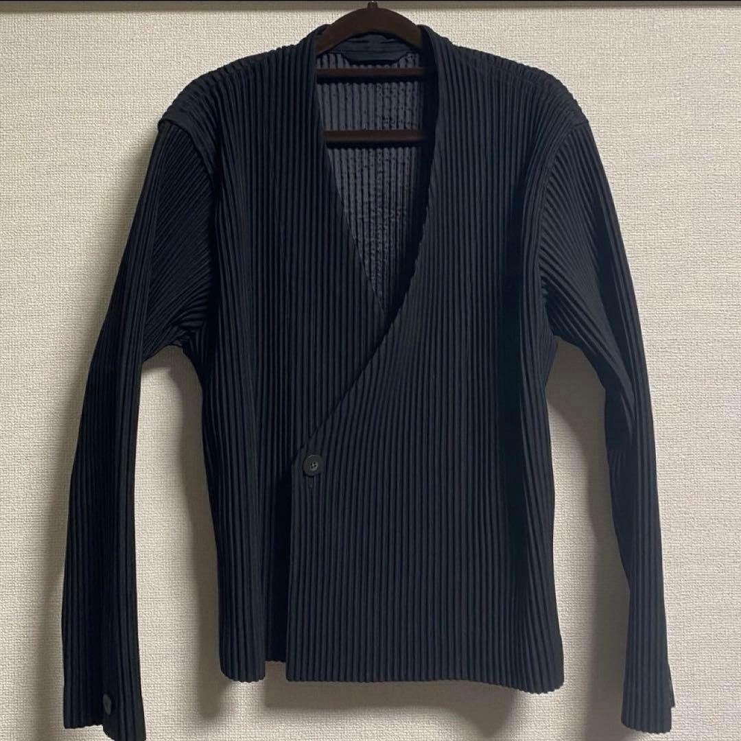 homme plisse issey miyake ノーカラーダブルジャケット