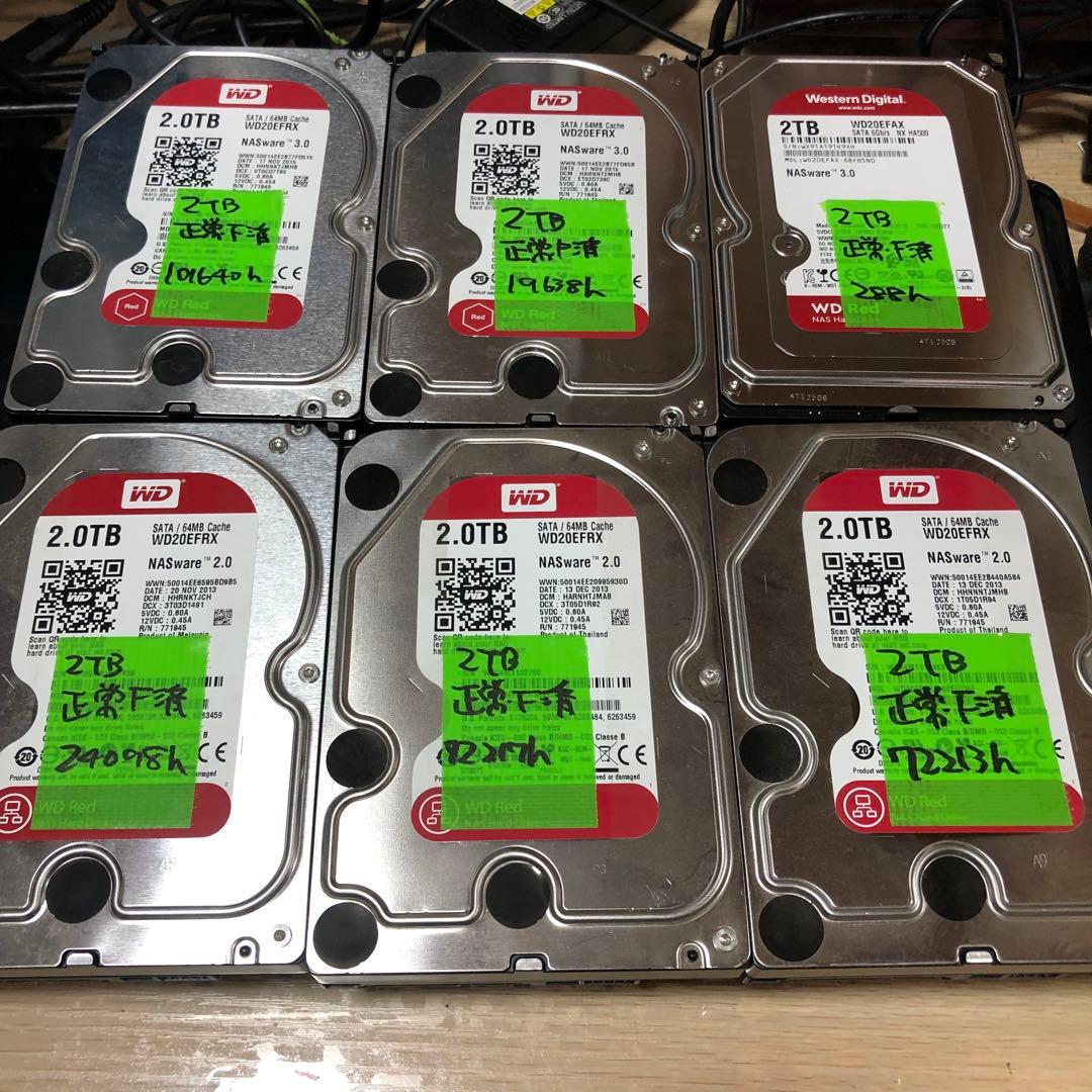 1010 HDD WD20EFRX 3.5インチ 2TB 正常 6個　まとめ売り