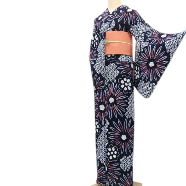 m1440＊美品 有松鳴海絞り 夏着物 綿 手縫い仕立て 高級浴衣