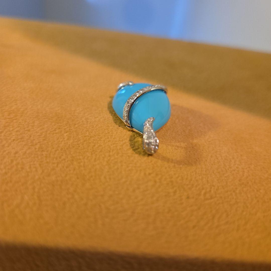 k 18WGターコイズダイヤモンド 付きペンダント チャーム6.5g