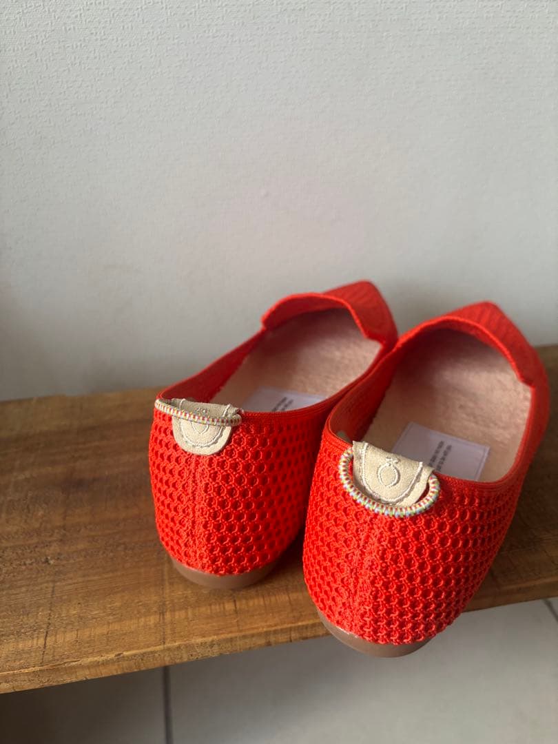 ✨️未使用に近い✨️オッフェン オレンジ メッシュ フラットシューズ