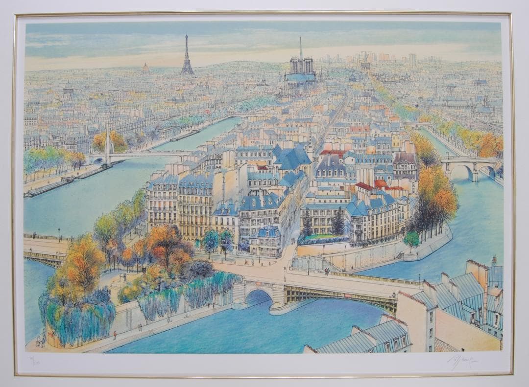 ロルフ ラフルスキー 「 セーヌの流れ 」 リトグラフ フランス パリ 風景画