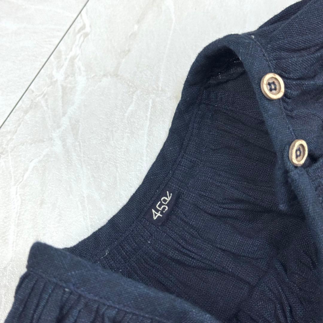 極美品 45R カットワークのチロルドレス インディゴ ロングワンピース