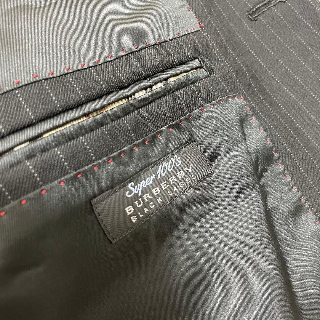 【美品】バーバリーブラックレーベル 3ピース スーツ ブラック ストラップ S