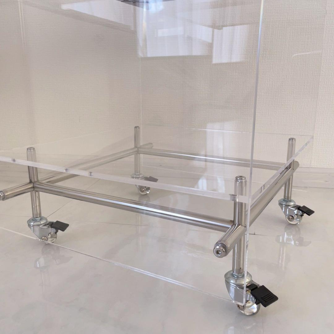 アクリルコーヒーテーブル　サイドテーブル　キャスター付き　モジュール家具 収納