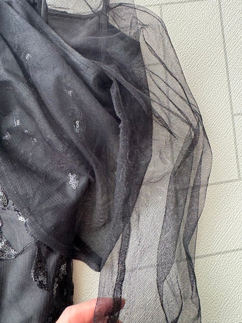 Mサイズ【LEJA】チュールロングスリーブリーフIラインドレスワンピース