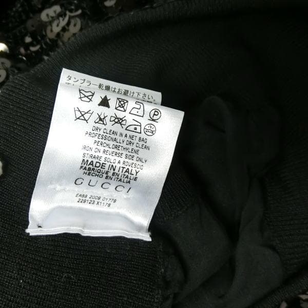 【極美品】グッチ コレクションライン 総スパンコール ニットワンピース L 黒