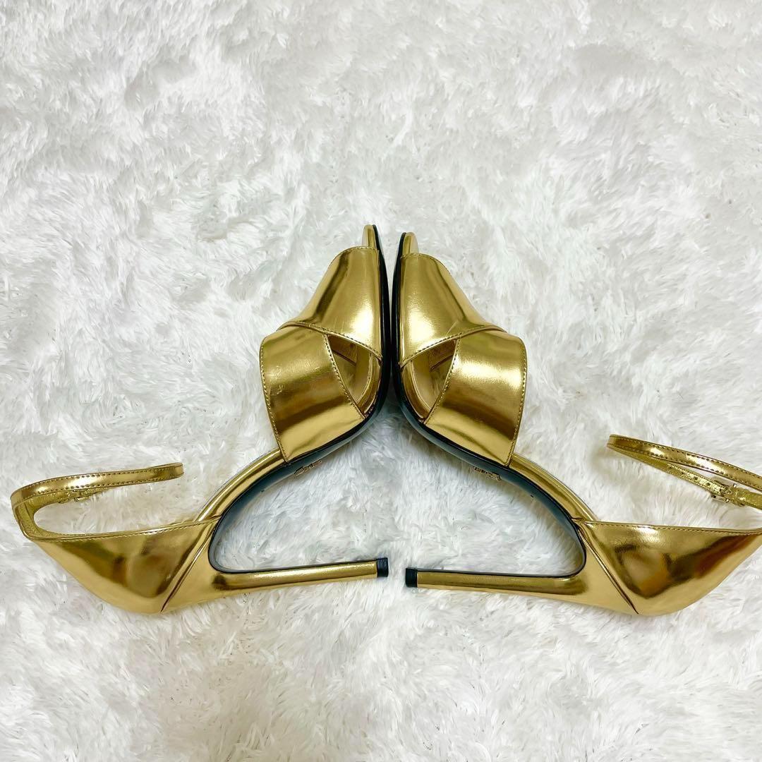 美品✨PRADA プラダ サンダル ハイヒール メタリック ゴールド 22.5