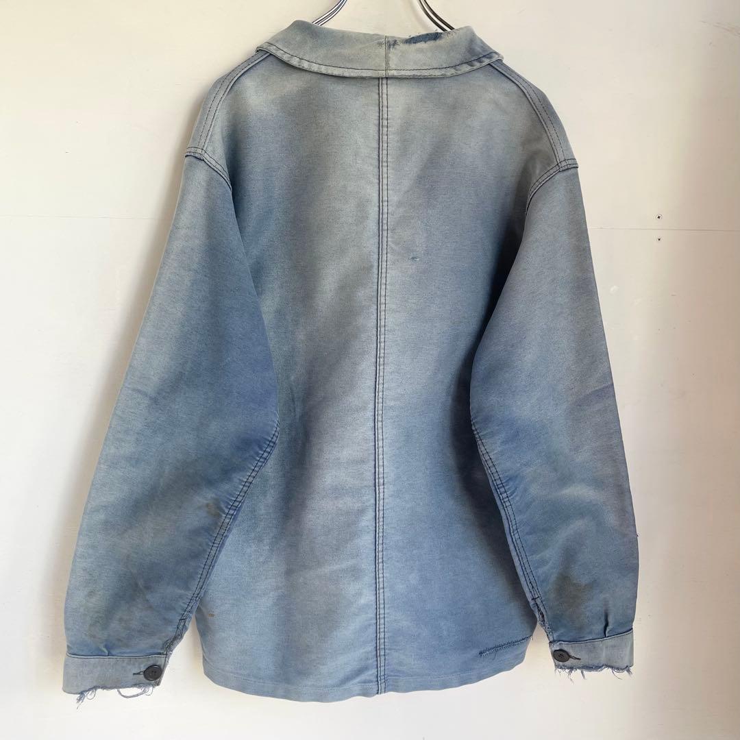 70s フレンチ モールスキンジャケット カバーオール ヴィンテージ フェード