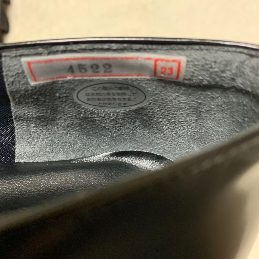 美品【ヒルズアベニュー】リアルレザー　厚底シューズ シャークソール　リボン